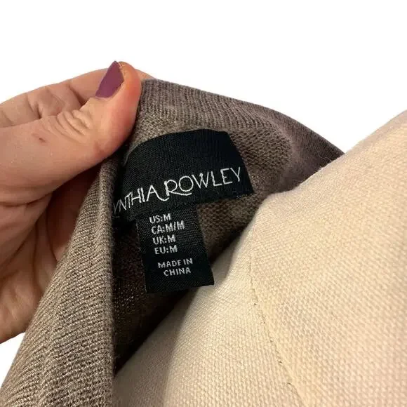 CYNTHIA ROWLEY Women's Cocoa Heather Cashmere Blend Sweater Dress - Picture 4 of 5